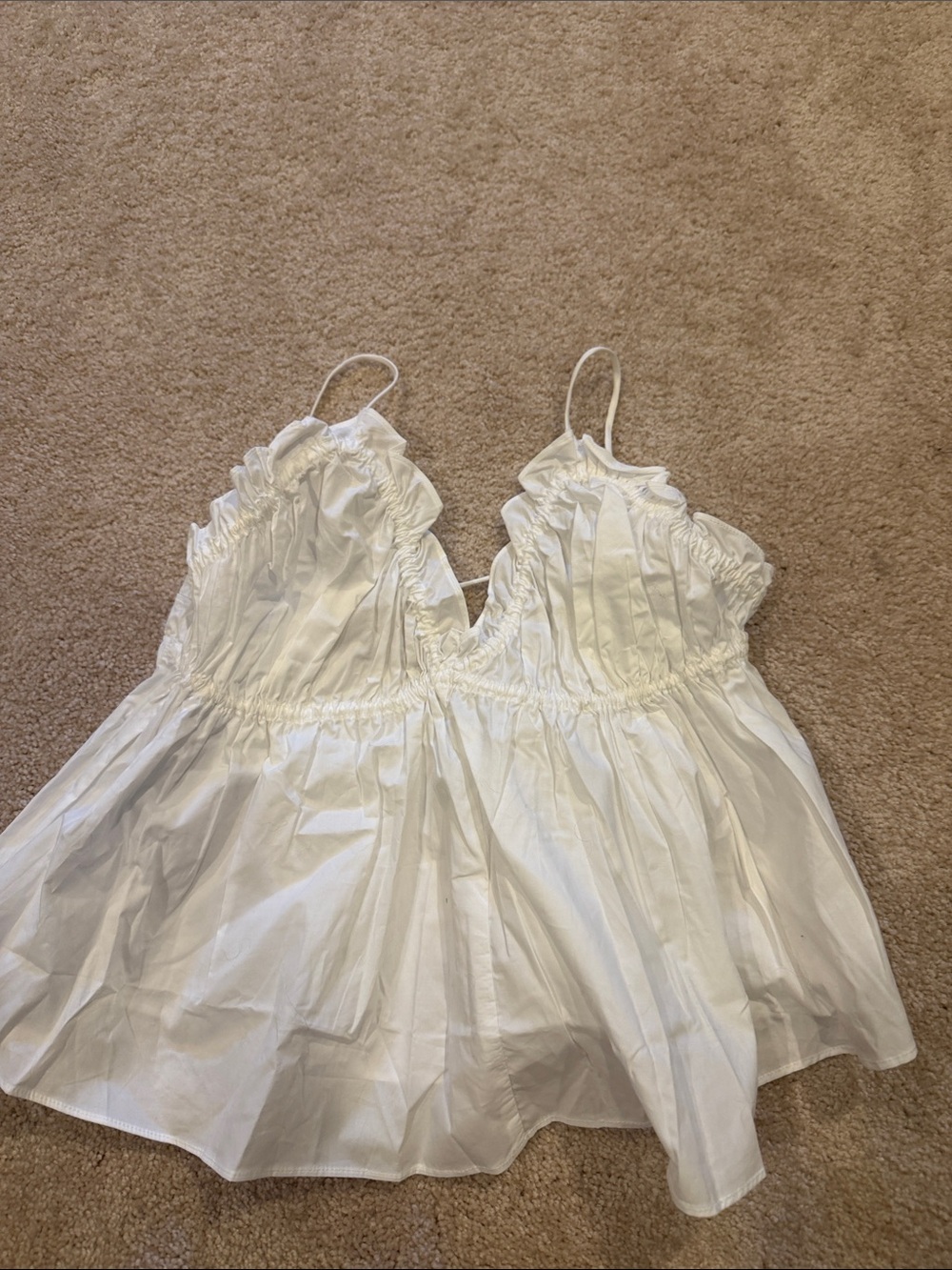 Women’s White Ruffle-Trim Camisole Slip Top